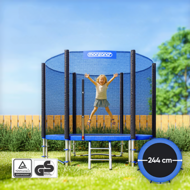 Trampolin mit Sicherheitsnetz JUMP, Ø244cm, schwarz/blau