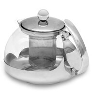 Teeset mit Sieb TEA 1,2L + 4 Tassen, transparent, silberfarben