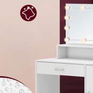 Schminktisch JOCELYN mit Beleuchtung, 140×90×40cm, weiß 