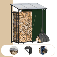 Brennholzunterstand CORINA, 198x163x70 cm, anthrazit/grün