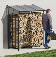 Brennholzunterstand CORINA, 198x163x70 cm, anthrazit/grün