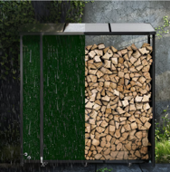 Brennholzunterstand CORINA, 198x163x70 cm, anthrazit/grün