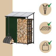 Brennholzunterstand CORINA, 198x163x70 cm, anthrazit/grün