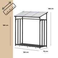 Brennholzunterstand CORINA, 198x163x70 cm, anthrazit/grün