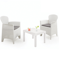 Gartenmöbel-Set AKITA, 3-teilig, weiß