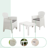 Gartenmöbel-Set AKITA, 3-teilig, weiß