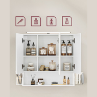 Badezimmerschrank mit Spiegel BEVERLY, mit Beleuchtung und höhenverstellbarem Einlegeboden, 14x70x70 cm, weiß
