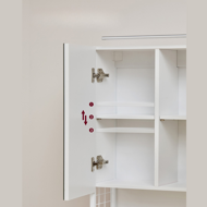 Badezimmerschrank mit Spiegel BEVERLY, mit Beleuchtung und höhenverstellbarem Einlegeboden, 14x70x70 cm, weiß