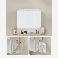 Badezimmerschrank mit Spiegel BEVERLY, mit Beleuchtung und höhenverstellbarem Einlegeboden, 14x70x70 cm, weiß