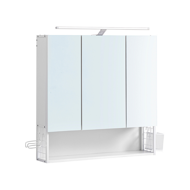 Badezimmerschrank mit Spiegel BEVERLY, mit Beleuchtung und höhenverstellbarem Einlegeboden, 14x70x70 cm, weiß