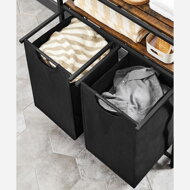Wäschekorb mit 2 Regalen BERGEN, 2x46 l, schwarz/braun