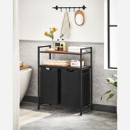Wäschekorb mit 2 Regalen BERGEN, 2x46 l, schwarz/braun