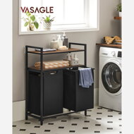 Wäschekorb mit 2 Regalen BERGEN, 2x46 l, schwarz/braun