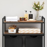 Wäschekorb mit 2 Regalen BERGEN, 2x46 l, schwarz/braun