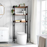 Regal über Waschmaschine oder WC HENRY, 3 Regalböden, 63x25x165 cm, braun/schwarz