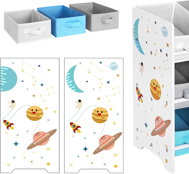 Spielzeugregal VESMÍR, 9 Boxen, 62,5x29,5x60 cm, weiß mit Aufklebern