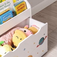 Spielzeug- und Bücherregal VESMÍR, 62,5x29,5x70 cm, weiß mit Aufklebern
