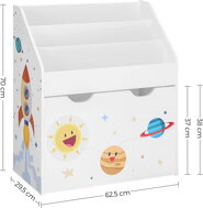 Spielzeug- und Bücherregal VESMÍR, 62,5x29,5x70 cm, weiß mit Aufklebern