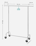 Kleiderständer IRENE auf Rollen, max. 130 kg, 150x45x160 cm, silber