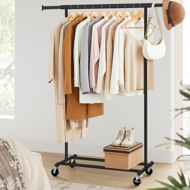 Kleiderständer INEZ auf Rollen, max. 90 kg, 83,5x45x160 cm, schwarz