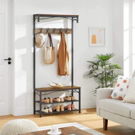 Flurgarderobe HENRY mit Schuhablage, 80x30x178,5 cm, braun/schwarz