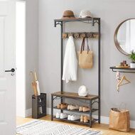 Flurgarderobe HENRY mit Schuhablage, 80x30x178,5 cm, braun/schwarz