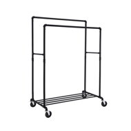 Doppelter Kleiderständer RARE, Wasserrohre, 100x59x162 cm, schwarz