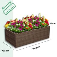 Hochbeet WOODY, 2 Stück, 149x75,6x25 cm, braun