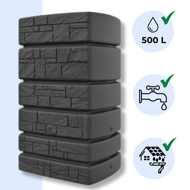 TOWER STONE Regentonne, 500l, anthrazit