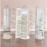 Standspiegel mit Schmuckaufbewahrung CHANTAL, 54,5×54,5×162 cm, weiß