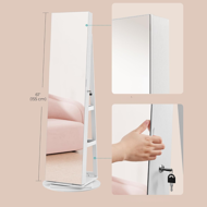 Standspiegel mit Schmuckaufbewahrung CHANTAL, 54,5×54,5×162 cm, weiß