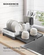 Ausziehbarer Geschirrabtropfer JAMIE, 40x25-44x21,6 cm, grau/silber