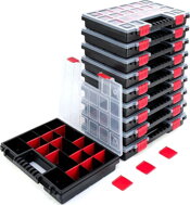 Plastik-Organizer NORS, 10 Stück, 22 Fächer, 34x25x5 cm, schwarz/transparent