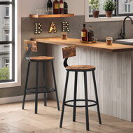 Barhocker LUND mit Rückenlehne, 2 Stück, 54x99 cm, braun/schwarz