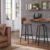Barhocker LUND mit Rückenlehne, 2 Stück, 54x99 cm, braun/schwarz