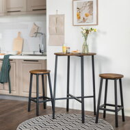 Barhocker LUND, 2 Stück, 32x65 cm, braun/schwarz