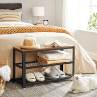 Sitzbank für den Flur mit Schuhablage INDY, 73x30x45cm, braun/schwarz