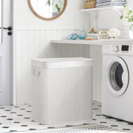 Bambus-Wäschekorb GITA, 150 l, weiß