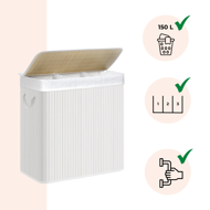 Bambus-Wäschekorb DORA, 150 l, weiß
