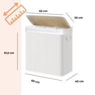 Bambus-Wäschekorb DORA, 150 l, weiß