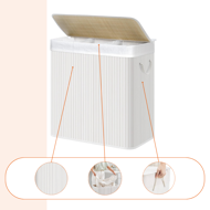 Bambus-Wäschekorb DORA, 150 l, weiß