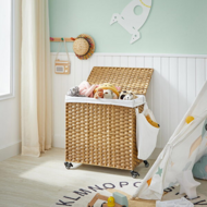 Wäschekorb mit Rollen aus Polyrattan AVA, 140 l, naturbraun