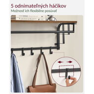 Wandgarderobe HENRY, 66x30x27 cm, schwarz/braun