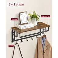 Wandgarderobe HENRY, 66x30x27 cm, schwarz/braun
