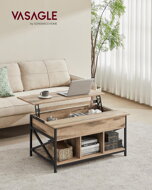 Höhenverstellbarer Couchtisch LUBOR, 60x100x(48-62) cm, camelbraun/schwarz