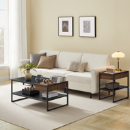 Couchtisch DALLAS im Industrial-Stil, 45x55x100 cm, schwarz / braun