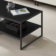 Couchtisch DALLAS im Industrial-Stil, 45x55x100 cm, schwarz / braun