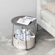 Runder Tisch mit Aufbewahrungskorb COLETTE, 45x50 cm, grau/weiß