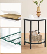 Beistelltisch ERIC mit Marmor-Design, 45x55 cm, schwarz/weiß