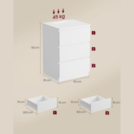 Nachttisch mit Ladefunktion ZION, 35x40x59 cm, weiß